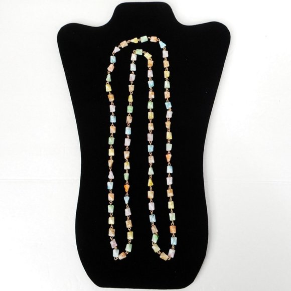 Beaded Chain Necklace Multicolor 45 inch Retro Fashion Vtg 1960s Unbranded - Picture 2 of 5